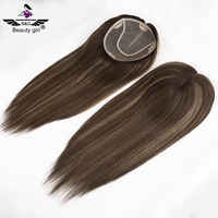 Topper Rambut Mono Ringan 6x6.5 Inch, Bernapas dan Tak Terlihat, untuk Wanita Berambut Tipis, Swiss Lace Mono Topper