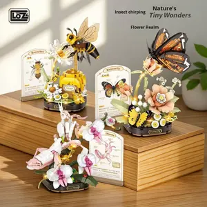 L OZ4117-9 Bouquet de fleurs éternelles <span class=keywords><strong>Orchidée</strong></span> Abeille Lumineuse Blocs de construction éducatifs en plastique 40 pièces pour <span class=keywords><strong>la</strong></span> décoration et les cadeaux d'enfants - Product Image 2