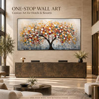 Peinture murale peinte à la main, arbre texturé 3D, peinture à l'huile, feuilles colorées, toile moderne, décoration horizontale pour hall d'hôtel, salon