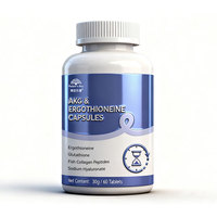 Capsules d'Ergothionéine AKG personnalisées en usine, longévité cellulaire, anti-âge, PQQ, Spermidine, Glutathion, Resvératrol, Collagène, OEM, ODM