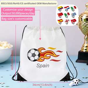 Personalisierte Werbetasche 210D Polyester Kordelzug Fußball-Event Weiße Turnbeutel für Sportwettbewerbe Fan-Zubehör - Product Image 2