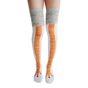 Envío Directo invierno otoño mujer 3D pollo estampado divertido dibujos animados muslo alto calcetín moda lindo señoras fino dedo del pie <span class=keywords><strong>pies</strong></span> Calcetines - Product Image 4