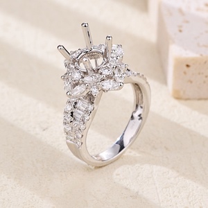 Artic Design 1-2 Quilates Diamond Flower Semi Montaje Alta calidad 18K Oro blanco Brillante Anillos finos para mujeres Inmediato - Product Image 3