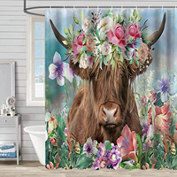 Ensembles de salle de bain de luxe : Tapis et rideau de douche de créateur en polyester, ensemble de rideaux de douche personnalisés pour salle de bain