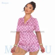 2023 Designer Silk Pajamas Sets Lounge Wear Pyjamas Famous Brand Women's Sleepwear Luxury Short Sleeve Pyjamas 2 Pieces Set