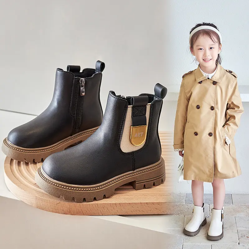 2022 new spring, autumn and winter microfiber leather children's fashion short martin snow boots for girls and boys