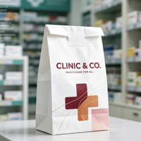 Sacs en papier personnalisés pour pharmacie, durables, écologiques, recyclables, pour médicaments, pilules, clinique médicale