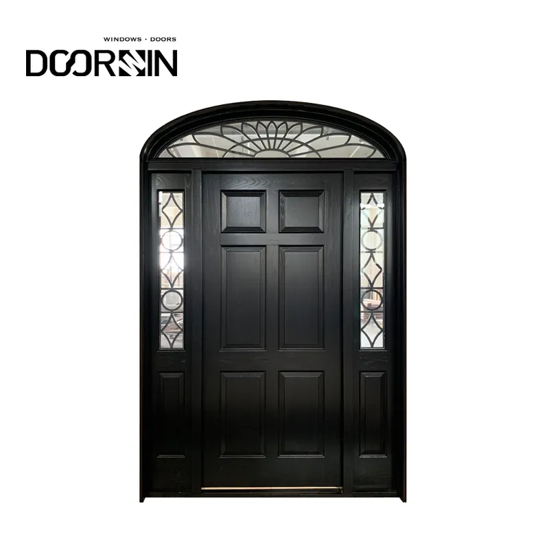 Super Quality Interior Wood Doors For Houses Sound Insulated High Efficient Arch Top Solid Wood Entry Door