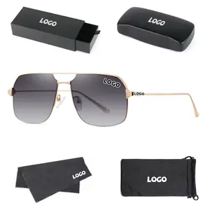 New Product Square Large Frame Double Beam Gradient Glasses Fashion Metal Sunglasses China Supplier