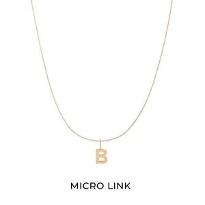 High Quality Multiple Simple 18K Gold Plating Letter Micro Link Chain Alphabet Charm Necklace For Women