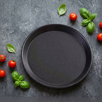 Plaque à pizza ronde en alliage d'aluminium noir ATLAS STAR, 11 pouces, anodisée dure, plaque de cuisson, sans danger pour les aliments, réutilisable