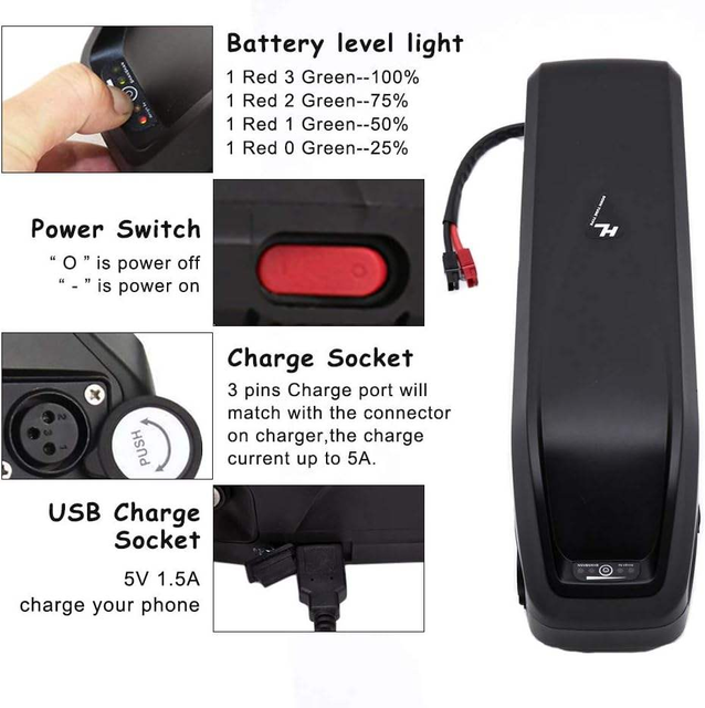52V 13Ah Ebike Battery 30A BMS Protection Large Capacity Rechargeable Electric Bike Conversion Kit
