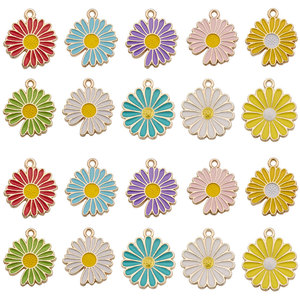 30個金メッキエナメル金メッキエナメルフラワーチャームコネクタジュエリー作りブレスレットDIY手作りクラフト - Product Image 2