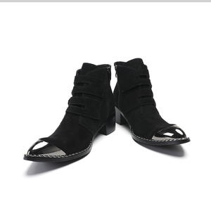 <span class=keywords><strong>Botas</strong></span> Chelsea de moda británica para <span class=keywords><strong>hombre</strong></span>, zapatos de vestir de invierno de alta calidad, puntiagudos, con cordones, piel de vaca, cuero de algodón genuino, marca - Product Image 4