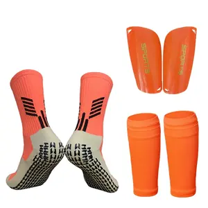 Protège-tibia de football assorti Entraînement pour adultes Équipement de protection sportive Protège-mollets double couche pour enfants Chaussettes de football Chaussettes sans fond