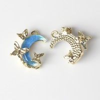 Pendentif lune incrusté de résine d'alliage simple breloques collier à faire soi-même bracelet et autres accessoires