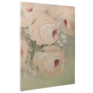 Eaglegifts Wall Art Home Decor Handgeschilderde Bloemen Canvas Prints Kunstwerk Houten Frame Foto Groothandel Rose Bloem Olieverf