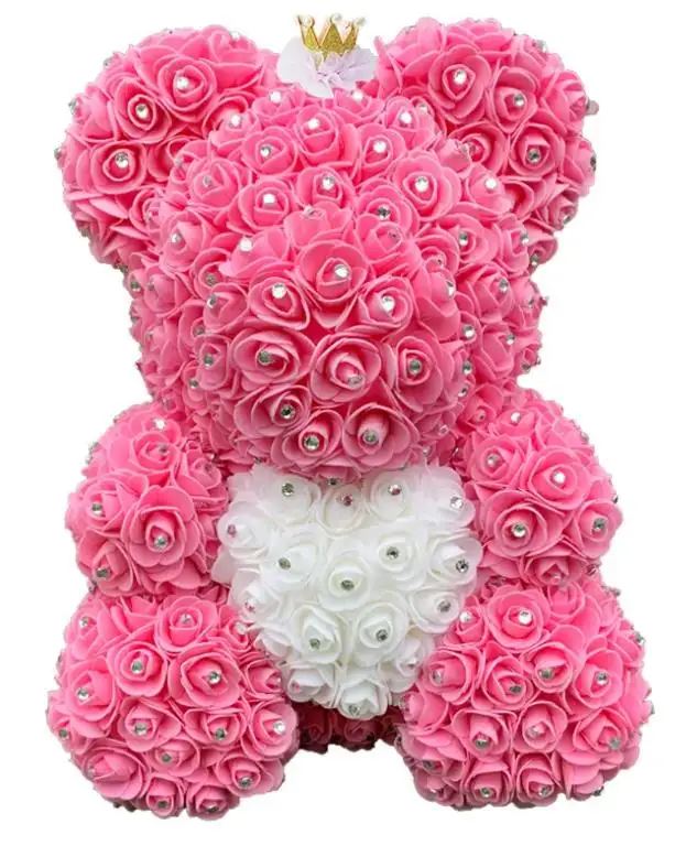 מכירה לוהטת מותאם אישית מלאכותי פרחי בית חתונת פסטיבל קישוט מתנה קצף רוז טדי דוב