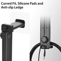 Support de casque rotatif noir pour PC, support de casque de jeu réglable à fixer sous le bureau avec rotation à 360 degrés