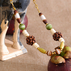 قلادة خرز خشبية يدوية الصنع عالية الجودة من XY 2018 مع سلسلة من الفولاذ المقاوم للصدأ للهدايا - Product Image 2