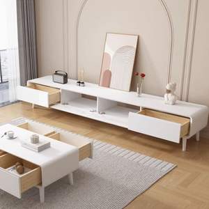 Meuble TV en bois massif de style nordique minimaliste, design ultra fin et étroit pour petits appartements - Product Image 3