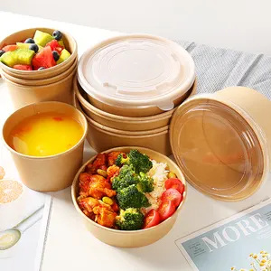 Fábrica Fornecedor Alta qualidade salada Alimentos embalagens caixas atacado Tigela Recipiente descartáveis papel placas tigelas Cup