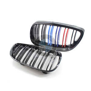 Parrilla Delantera para BMW E92 E93 2006-2009, Negro Brillante, Doble Línea, Tricolor, Mejora de Parachoques, Plástico ABS - Product Image 1