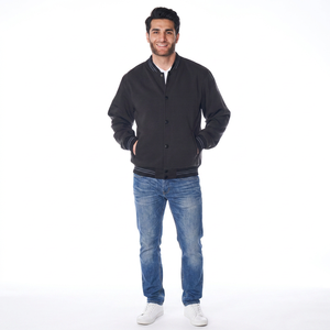 Custom Regular Fit College <b>Baseball</b> Special Designed Stand Collar Front Logo <b>Men</b> Winter Custom Embroidery Varsity <b>Jacket</b> - Product Image 1