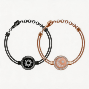 Pulseras Inteligentes para Parejas <span class=keywords><strong>TOTWOO</strong></span>, Diseño de Sol y Luna con Cadena de Serpiente de Circonio, Vibración, Iluminación Táctil, Bluetooth, Regalo para Larga Distancia - Product Image 2