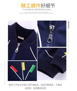 ชุดเสื้อแจ็คเก็ตแขนยาวลายทางพร้อมซิป ชุดกีฬาพิมพ์ลายสำหรับเด็กผู้ชาย ชุดเสื้อผ้าเด็กฤดูใบไม้ผลิ - Product Image 4