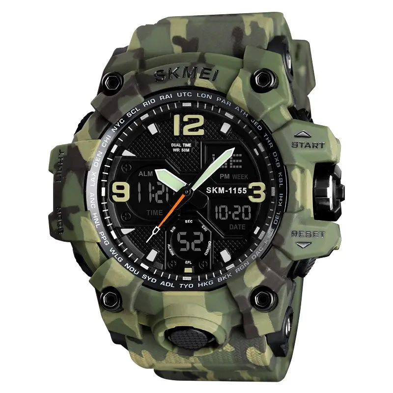 New Big Case SKMEI 1155B Electronic Waterproof Camouflage Sport Plastic Reloj SKMEI Digital Sport Watch