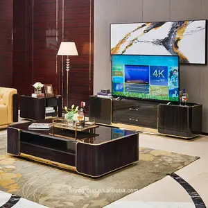 现代家用木制彩色豪华电视架桌子客厅家具实木框架高品质电视架木柜