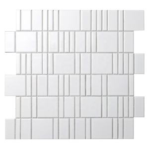 Precio al por mayor, mezcla cuadrada, forma de tira, mosaico blanco brillante, azulejos de cerámica para cocina, salpicaduras, ducha, pared decorativa, hogar y oficina - Product Image 6