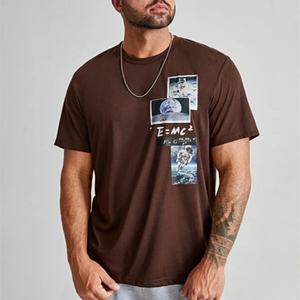 Camiseta Gráfica con Monograma Personalizada al por Mayor para Hombre, Talla Grande, Color Sólido, Informal, 100% Algodón Tejido - Product Image 1