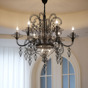 Lustre baroque de style nordique moderne pour salon, villa <span class=keywords><strong>vide</strong></span>, escalier créatif, designer français, grande maison artistique - Product Image 2