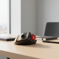 Ratón óptico con bola de seguimiento inalámbrico USB, personalizable con logotipo, OMR990, recargable, ergonómico con control
