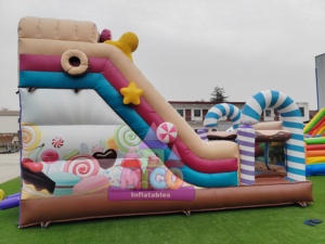 Château gonflable combiné toboggan et aire de jeux sur le thème du monde des bonbons, idéal <span class=keywords><strong>pour</strong></span> les fêtes d'enfants et la <span class=keywords><strong>location</strong></span> commerciale - Product Image 4
