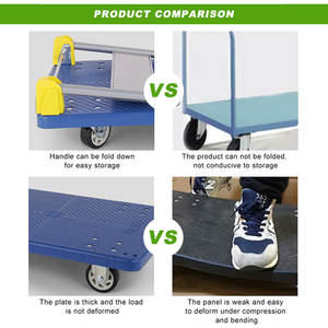 Chariot à quatre roues pliable chariot à plate-forme chariot à outils chariot à poignée pliante chariot à plate-forme en plastique - Product Image 4