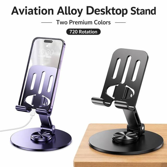 2026 New 360 Rotation Metal Phone Holder Desktop Adjustable Mobile Stand for iPhone Samsung Tablet Office Live Stream Business