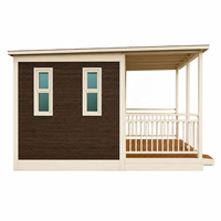 Maison préfabriquée en conteneur avec grande terrasse et auvent pour studio de jardin, bureau extérieur et chambre d'hôtes