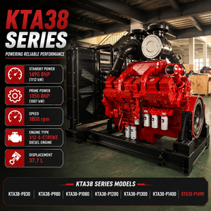 Pompe à eau KTA38-P1490, <span class=keywords><strong>moteur</strong></span> diesel 37,7 L 1007 kW 1800 tr/min 24 V, démarrage électrique, unité de puissance robuste pour drainage municipal - Product Image 1