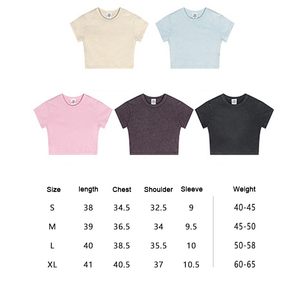 T-shirt court tendance pour femme en coton lavé tricoté avec décoration en diamant et logo personnalisé, coupe ajustée, manches courtes - Product Image 6