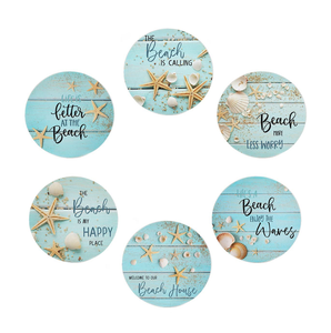 Nouveau <span class=keywords><strong>Amazon</strong></span> caboteur été plage Style coquille motif <span class=keywords><strong>antidérapant</strong></span> résistant à la chaleur sous-verre en bois vaisselle pour la décoration intérieure - Product Image 2