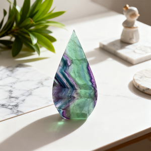 Vente en gros de sculptures de cristaux naturels de guérison, pierres précieuses polies, cristal de fluorite arc-en-ciel en forme de flamme pour la décoration - Product Image 5