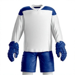 Uniforme de Hockey sobre Hielo LM para Hombre Adulto, Blanco y Azul, Sublimado, Ropa de Práctica Transpirable de Poliéster, Servicio OEM, Modelo LMI-006 Needle - Product Image 5