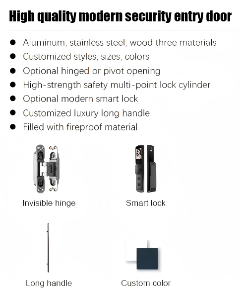 Luxury Black Gold Geometric Aluminum Pivot Door Modern Entry Door Smart Digital Lock Anti-Theft Soundproof Commercial Hotel · image 7