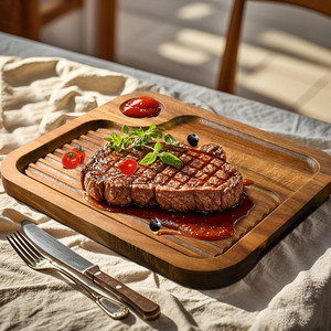 Plateaux <span class=keywords><strong>de</strong></span> charcuterie au fromage personnalisés <span class=keywords><strong>Plateau</strong></span> <span class=keywords><strong>de</strong></span> service alimentaire <span class=keywords><strong>Plateau</strong></span> en bois pour steak et légumes <span class=keywords><strong>avec</strong></span> rainures profondes - Product Image 2