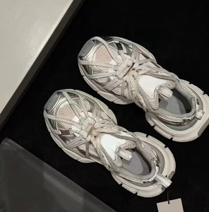 Zapatillas deportivas de lujo para parejas, con cordones, estilo dad shoes, de malla con acabado desgastado, suela gruesa y caña alta, talla XXXL - Product Image 5