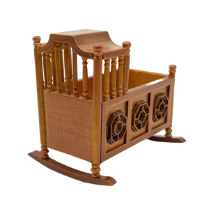 Casa de muñecas en miniatura Escala 1:12 Cuna de madera hecha a mano Nogal 15th C. Casa de muñecas <span class=keywords><strong>Tudor</strong></span> Cuna mecedora Cuna - Product Image 3