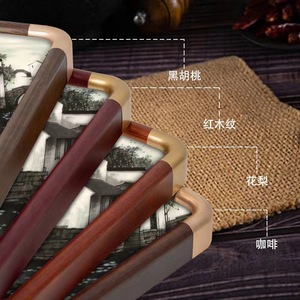 กรอบไม้ตกแต่งมุม สีกาแฟ รูปทรงสี่เหลี่ยมผืนผ้า สำหรับใส่ภาพเขียนพู่กัน พร้อมขอบติดตั้ง  งานไม้เนื้อแข็ง - Product Image 1